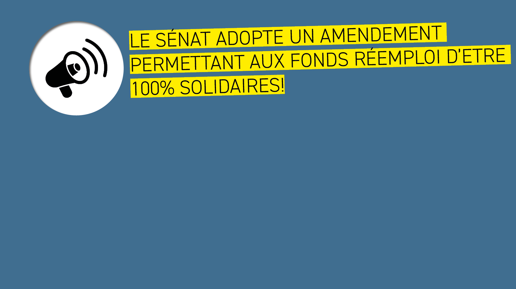 Le Sénat adopte un amendement permettant aux fonds réemploi d'être 100% solidaires !