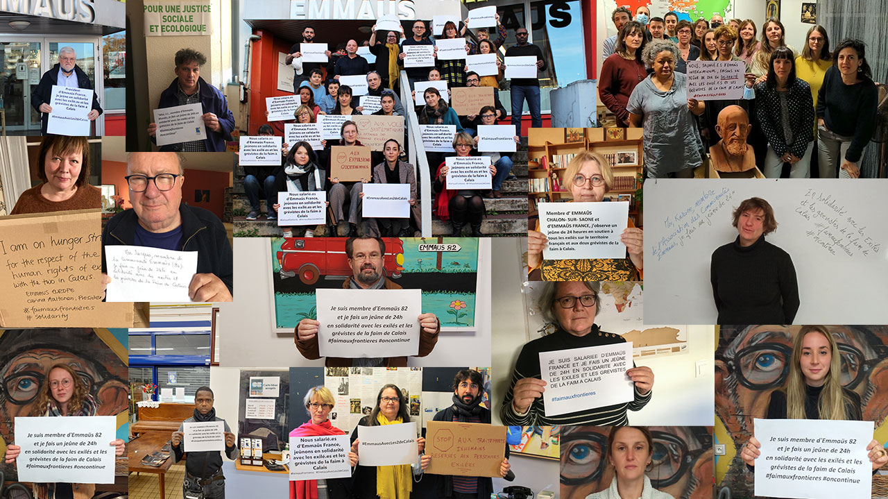 300 membres du Mouvement Emmaüs jeûnent en solidarité avec les grévistes de la faim à Calais